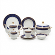 More & More Bone China Dinner Set 71 Pieces Blue and Gold Accent at Zubaidas Homestore 
