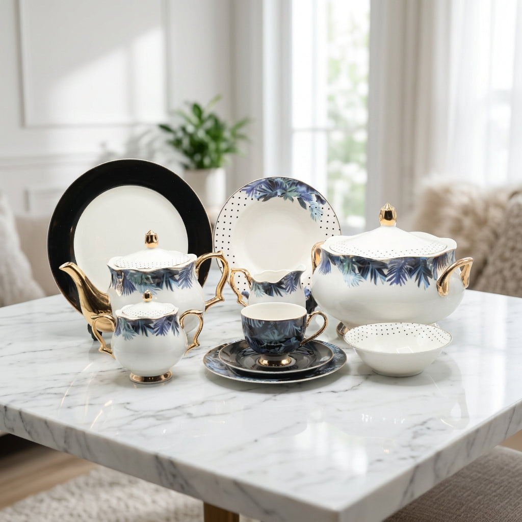 More & More Leaf Design Dinner Set 65 Pieces at Zubaidas Homestore