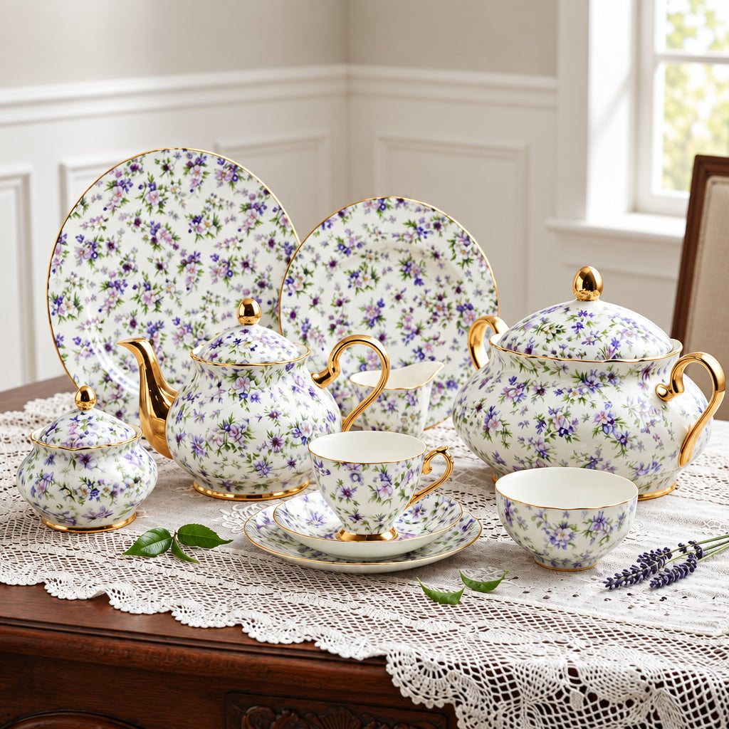 More & More Royal Albert Inspired Bone China Dinner Set 75 Pieces at Zubaidas Homestore 