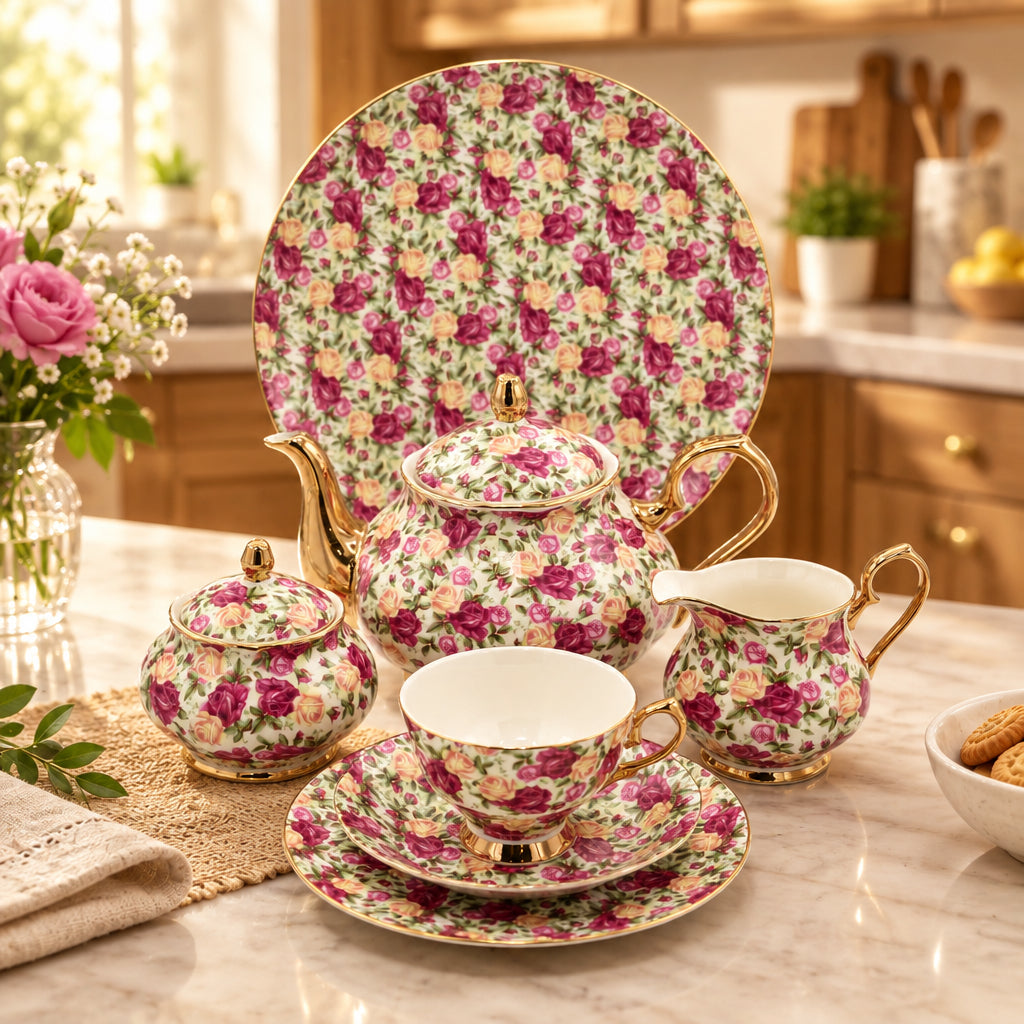More & More Royal Albert Inspired Tea Set 24 Pieces at Zubaidas Homestore