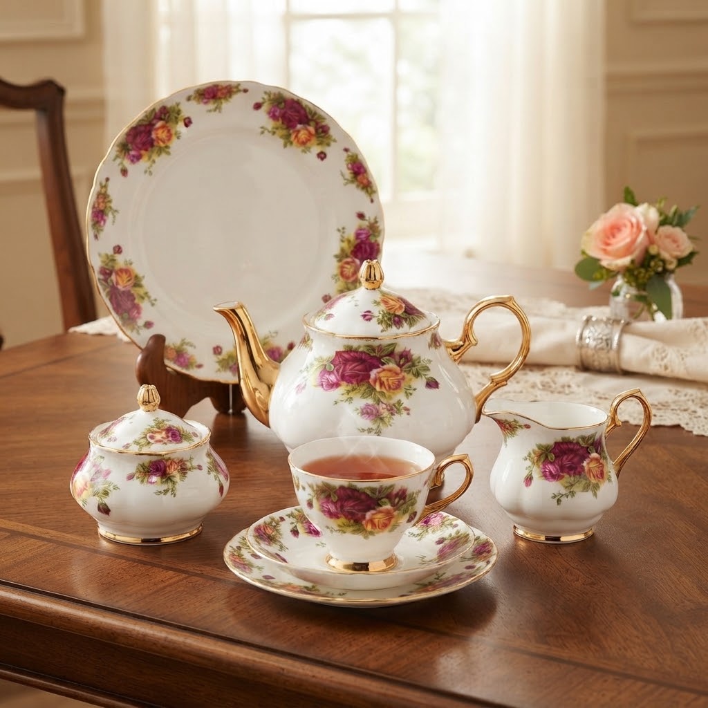 More & More Royal Albert Style Floral Tea Set 24 Pieces at Zubaidas Homestore 