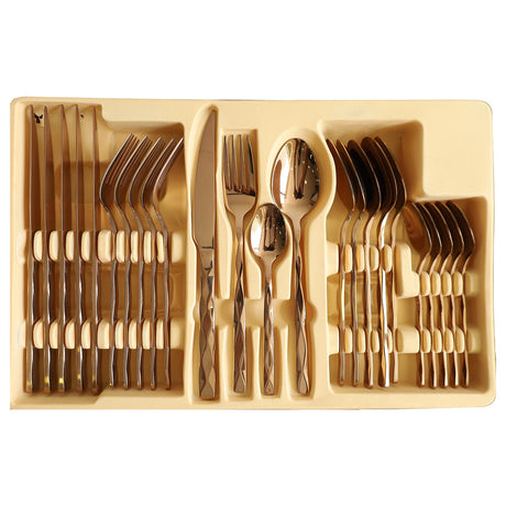 MYD Diamond Design Cutlery Set 24 Pieces Copper at Zubaidas Homestore