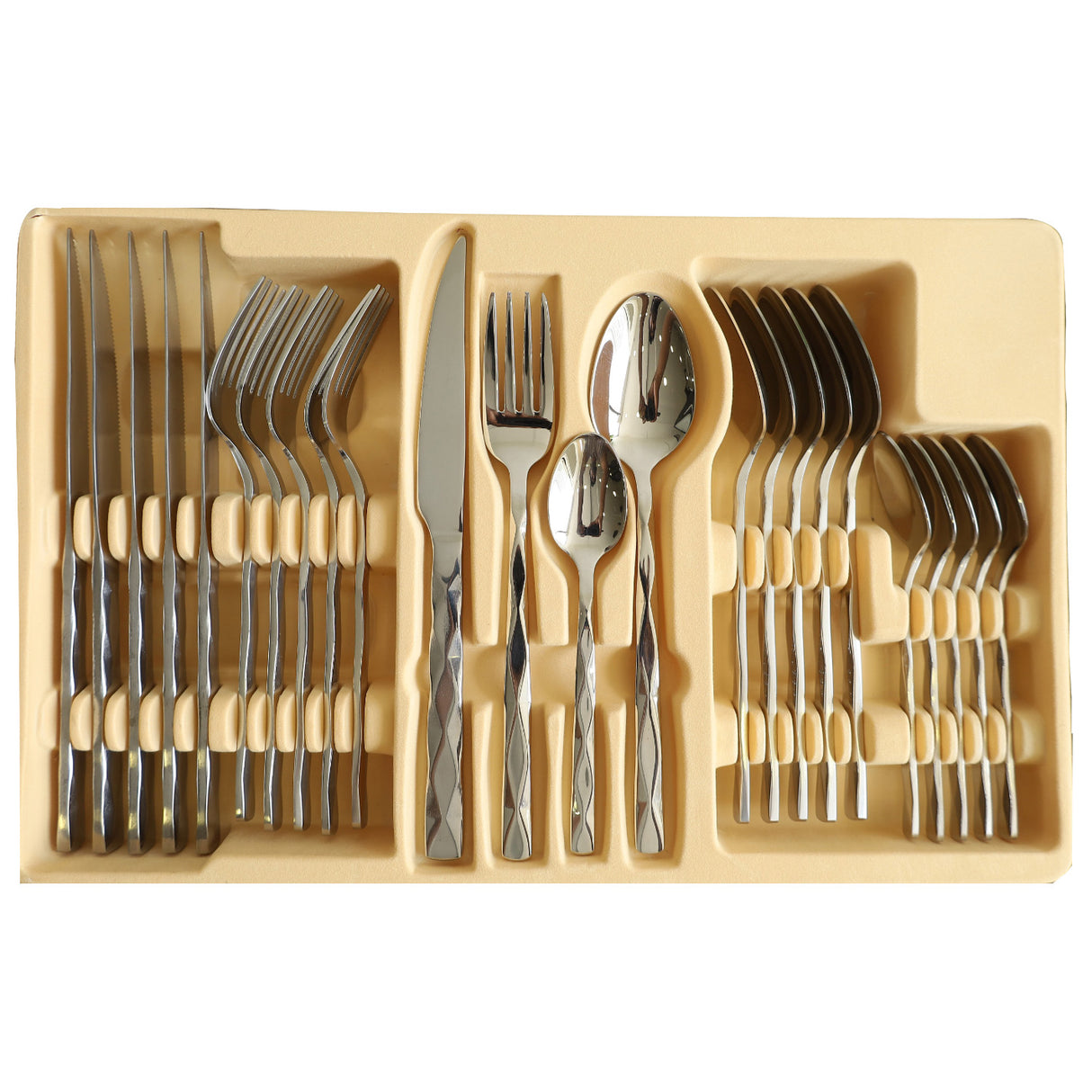 MYD Diamond Design Cutlery Set 24 Pieces Silver at Zubaidas Homestore