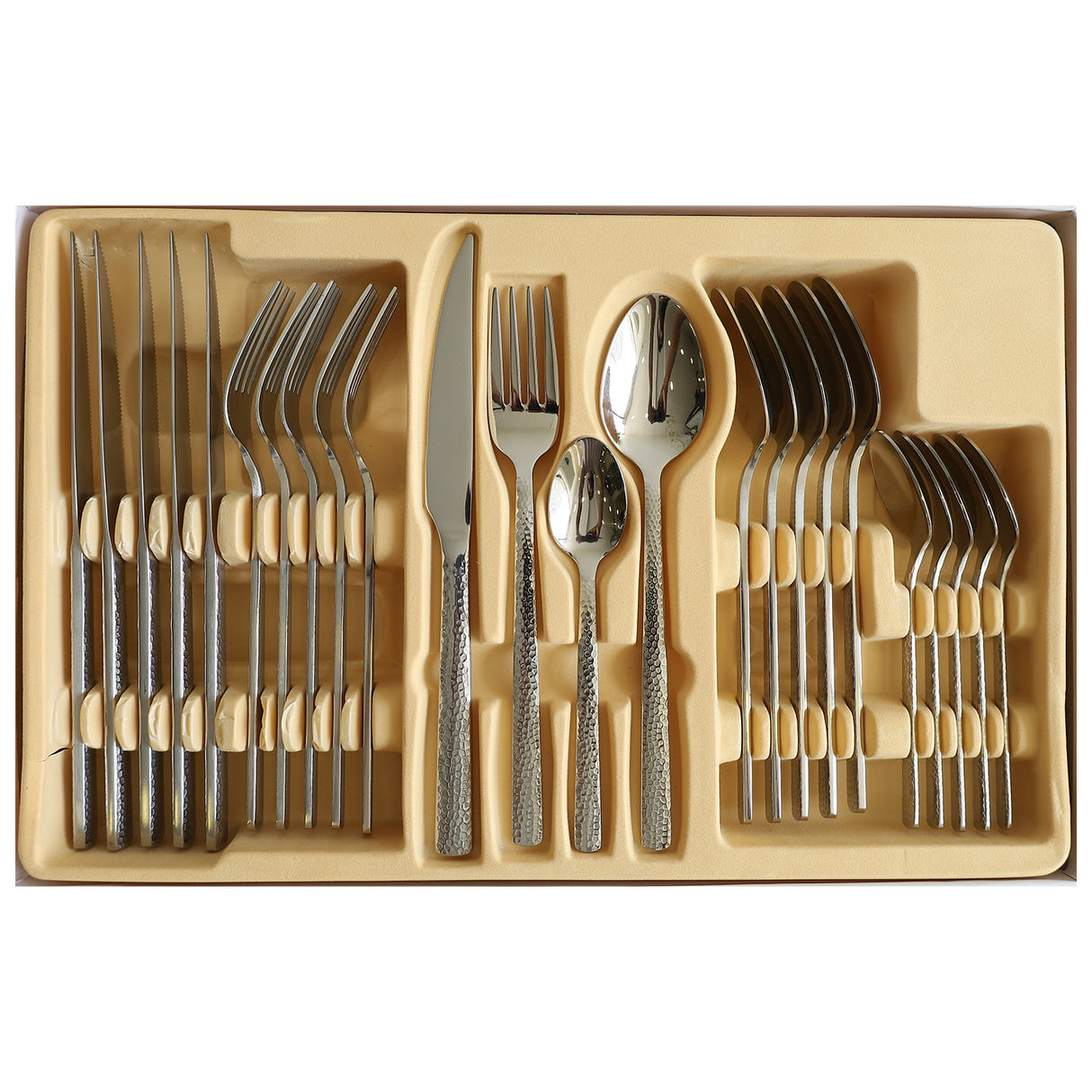MYD Hammer Design Cutlery Set 24 Pieces Silver at Zubaidas Homestore