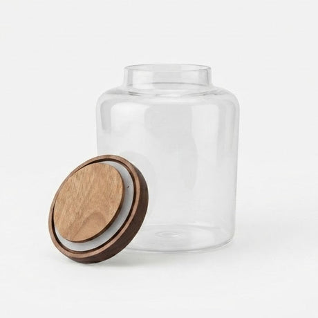 Clear Glass Storage Jar with Airtight Bamboo Lid 1000ML at Zubaidas Homestore Best forr Home Sopping Pakistan