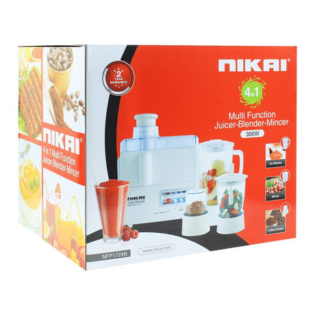 Nikai 4-In-1 Juicer, Blender, Grinder and Mincer 300W at Zubaidas Homestore