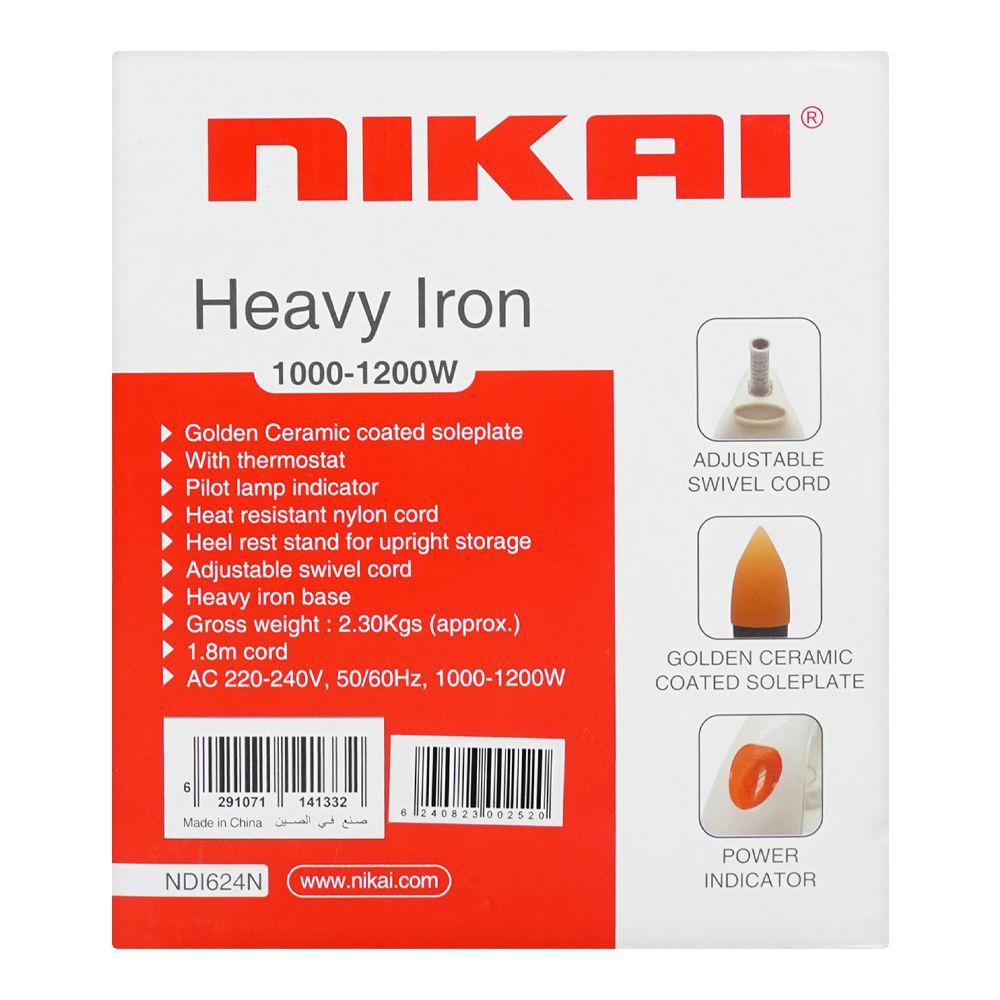 Nikai Dry Iron 1000-1200W NDI-624N at Zubaidas The Largest Homestore in Pakistan