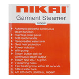 Nikai Garment Steamer NGS77H 1600W at Zubaidas The Biggest Homestore in Pakistan