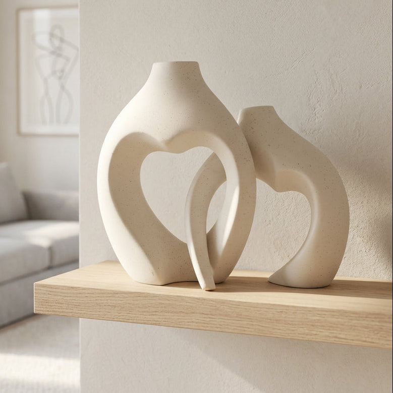 Nordic Interlocking Heart Decorative Vase Set 2 Pieces at Zubaidas Homestore