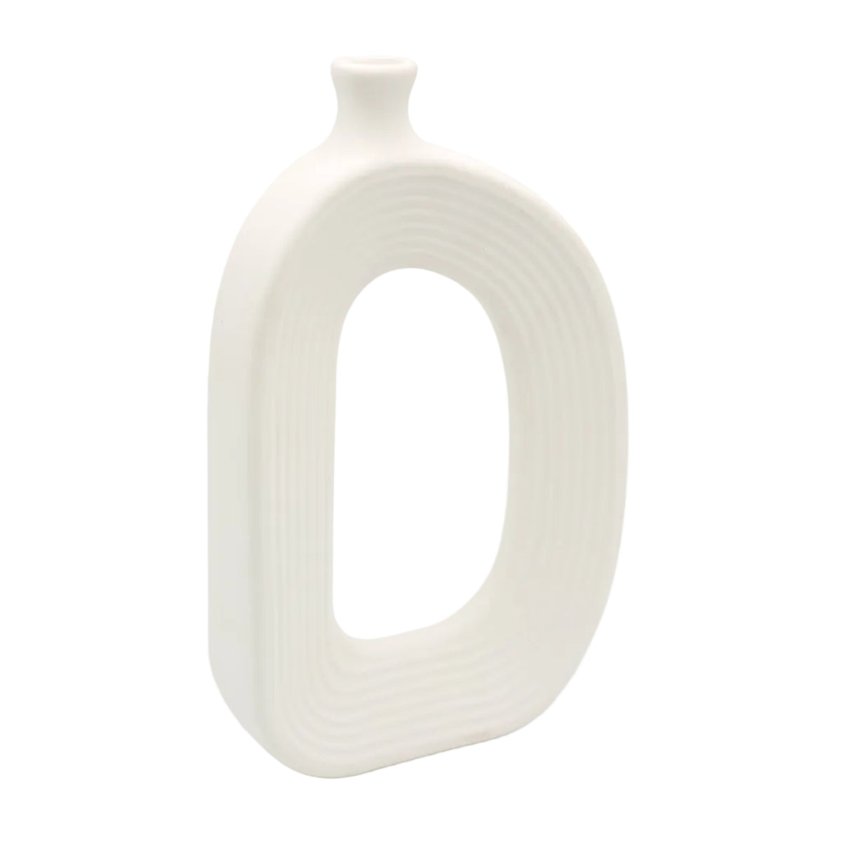 Nordic Ribbed Hollow Ceramic Decorative Vase at Zubaidas Homestore Pakistan