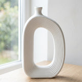Nordic Ribbed Hollow Ceramic Decorative Vase at Zubaidas Homestore