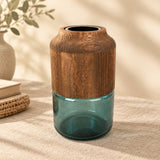 Nordic Style Glass Vase with Wooden Base at Zubaidas Homestore