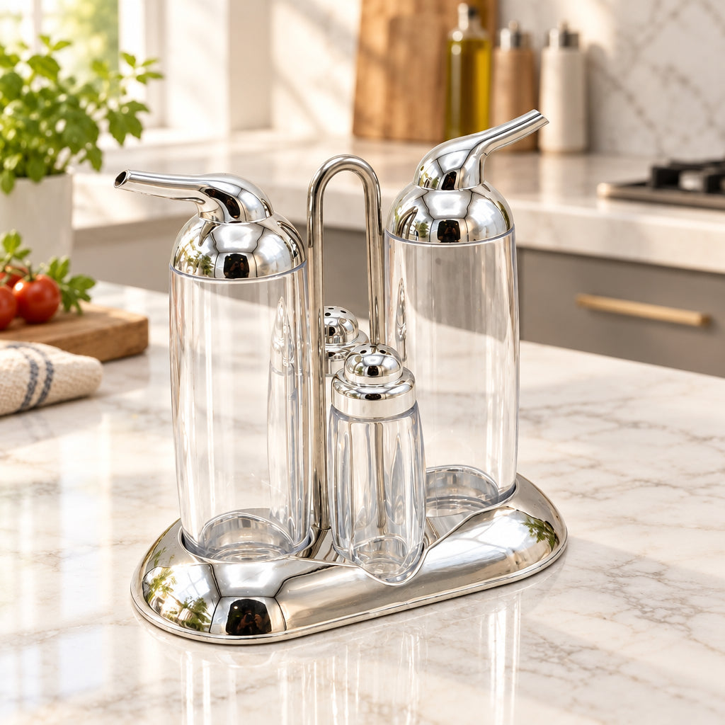Oil and Vinegar Bottle Set with Salt and Pepper Shaker 5 Pieces Set at Zubaidas Homestore