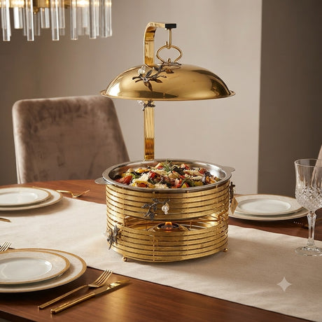 Orchid Buffet Serving Dish With Stand Gold at Zubaidas Homestore Pakistan