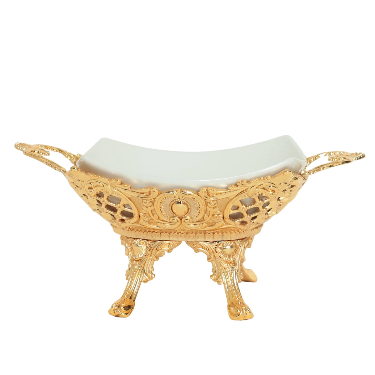 Orchid Ceramic Serving Bowl With Golden Metal Stand at Zubaidas Homestore Best For Home Shopping in Pakistan