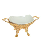 Orchid Ceramic Serving Bowl With Golden Metal Stand at Zubaidas Most Trusted Homestore in Pakistan