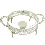 ORCHID Glass Serving Buffet Dish With Burner Silver at Zubaidas Homestore