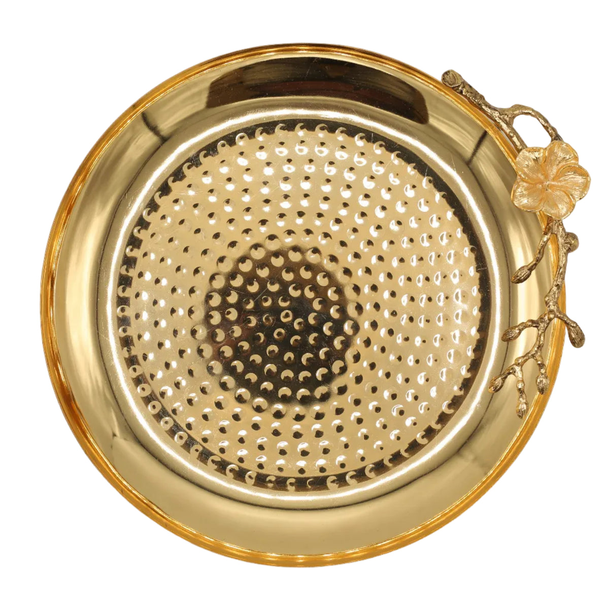 Orchid Hammered Golden Round Tray 26cm at Zubaidas Homestore Pakistan