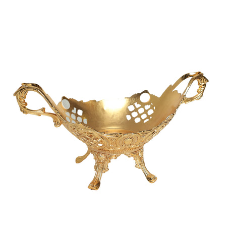 Orchid Oval Glass Salad Serving Bowl with Golden Metal Stand at Zubaidas Homestore. Best Home Shop in Pakistan