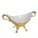 Orchid Oval Glass Salad Serving Bowl with Golden Metal Stand at Zubaidas Homestore. No1 Home Store in Pakistan