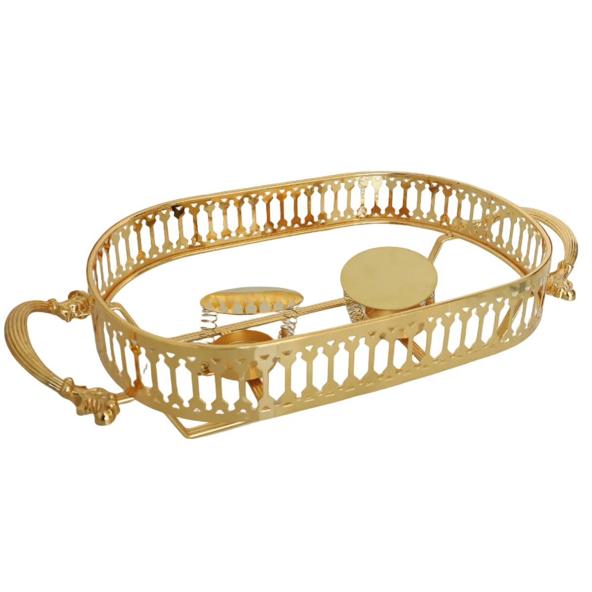Orchid Oval glass serving buffet dish with burner Gold at Zubaidas Homestore online Pakistan