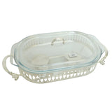 Orchid Oval glass serving buffet dish with burner Silver at Zubaidas Homestore Best for Home Shopping