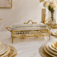 Orchid rectangular glass serving buffet dish with burner at Zubaidas Homestore Pakistan