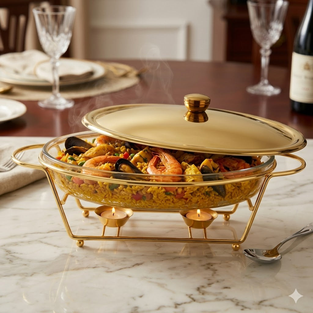Oval Buffet Platter Set 3LTR With Glass Pot at Zubaidas Homestore Best for Home Shopping