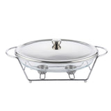 Oval Glass Chafing Dish With Silver Warmer Stand 3LTR Zubaidas Homestore Pakistan