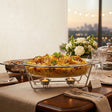 Oval Glass Chafing Dish With Silver Warmer Stand 3LTR Zubaidas Homestore Best for Home Shopping