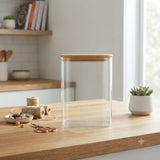 Oval Glass Storage Jar with Bamboo lid at Zubaidas Homestore Pakistan