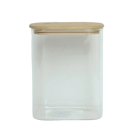 Oval Glass Storage Jar with Bamboo-lid at Zubaidas Homestore best for home shopping