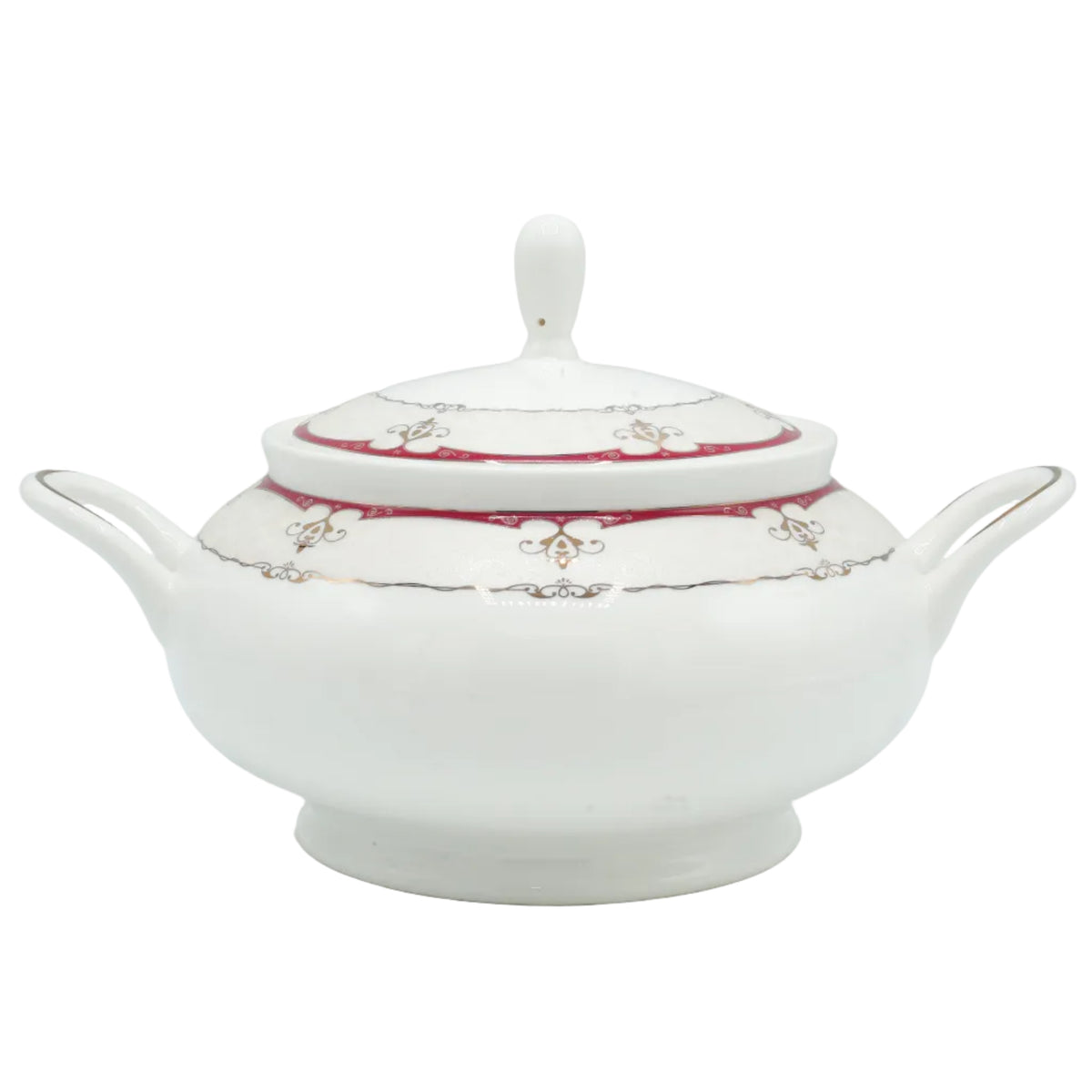 Parsachi Bone China Dinner Set 61 Pieces White and Red Accent at Zubaidas Homestore Pakistan