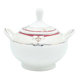 Parsachi Bone China Dinner Set 61 Pieces White and Red Accent at Zubaidas Homestore. #1 Homestore in Pakistan