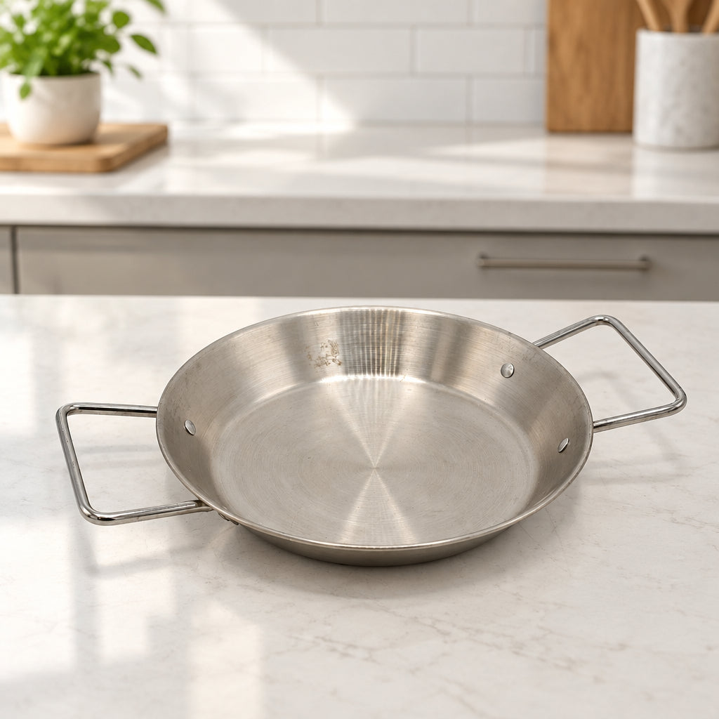 Pedestal Pan Stainless Steel Silver Plated 20cm at Zubaidas Homestore