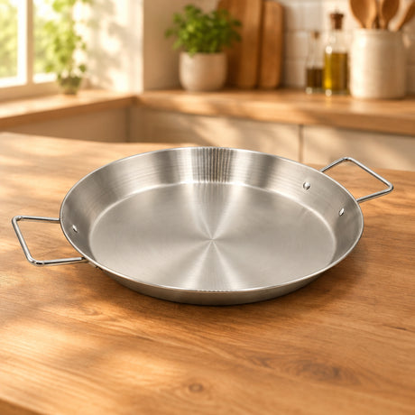 Pedestal Pan Stainless Steel Silver Plated 30cm at Zubaidas Homestore Pakistan