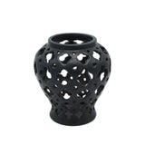 Perforated Matte Black Ceramic Candy Jar at Zubaidas Homestore Pakistan