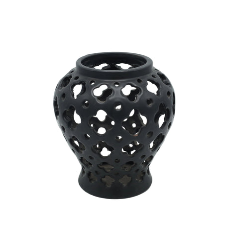 Perforated Matte Black Ceramic Candy Jar at Zubaidas Homestore Pakistan