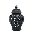 Perforated Matte Black Ceramic Candy Jar at Zubaidas Homestore - The Largest Collection Of Decor in Pakistan