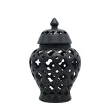 Perforated Matte Black Ceramic Candy Jar at Zubaidas Homestore - The Largest Collection Of Decor in Pakistan