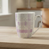 Plaid Check Ceramic Coffee Mug 300ml Purple And Grey Zubaidas Homestore 