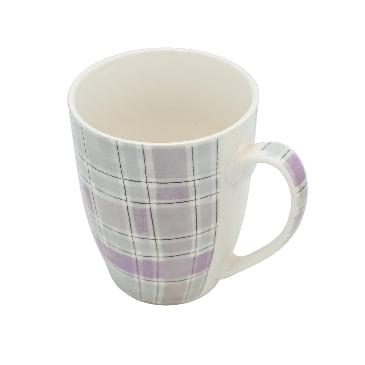 Plaid Check Ceramic Coffee Mug 300ml Purple And Grey Zubaidas Homestore No#1 Home Shop in Pakistan