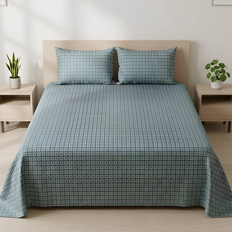 Plushmink Bed Sheet Fantasy King Bed- Leaf Grid at Zubaidas Homestore Pakistan