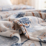 Plushmink Blue and Brown Leaf Print Winter Blanket Single bed Size at Zubaidas Homestore Pakistan