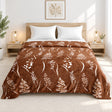 Plushmink Brown Botanical Print Winter Blanket Double Bed Size at Zubaidas Homestore 