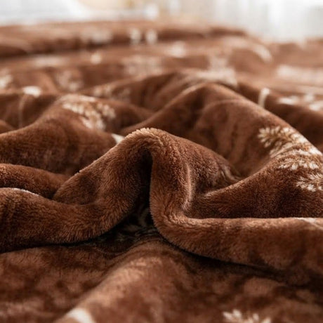Plushmink Brown Botanical Print Winter Blanket Single Bed Size at Zubaidas Homestore Pakistan
