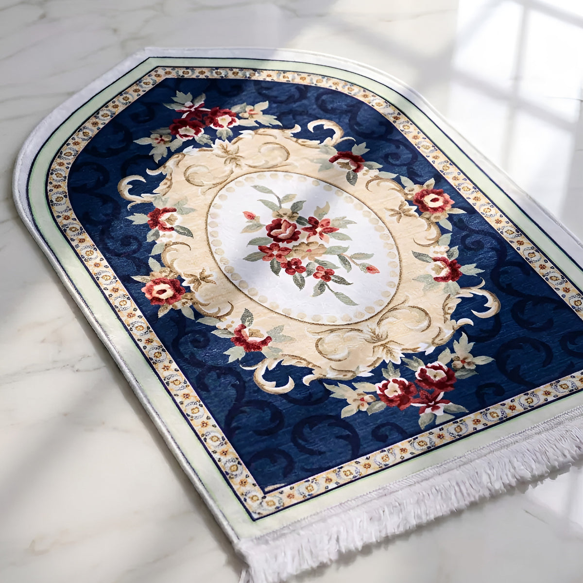 Plushmink Cream Floral Medallion 3D Prayer Mat at Zubaidas Homestore Pakistan