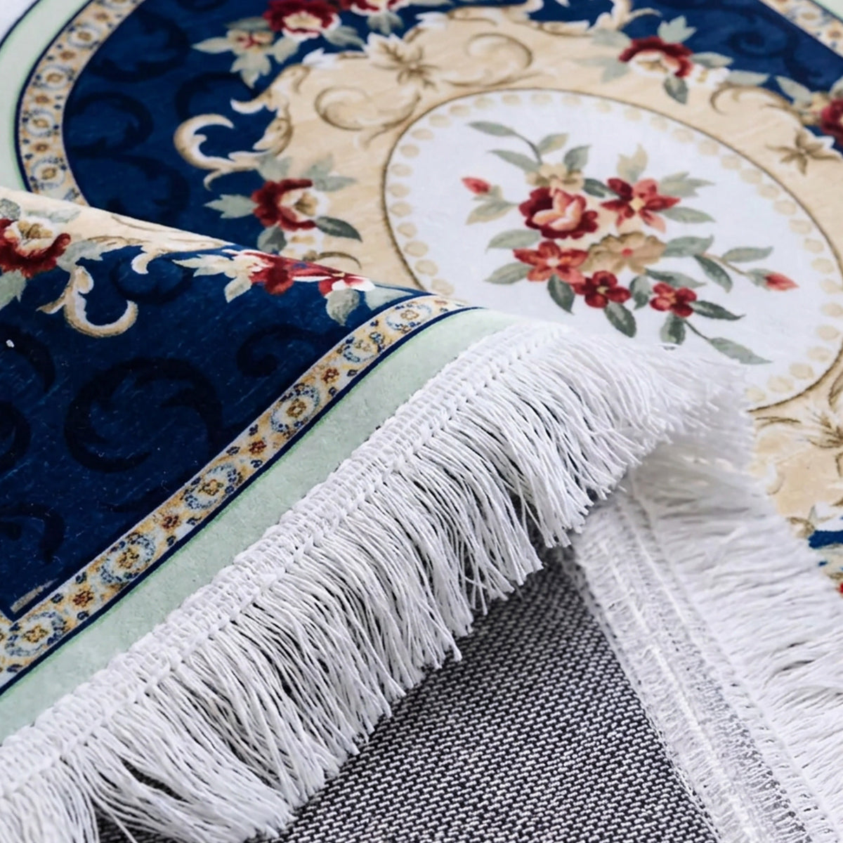 Plushmink Cream Floral Medallion 3D Prayer Mat at Zubaidas Homestore. The Largest Home Shop in Pakistan