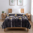 Plushmink Dark Grey Yellow Striped Winter Blanket Single Bed Size at Zubaidas Homestore