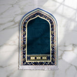 Plushmink Deep Cyan and Gold Pattern 3D Prayer Mat at Zubaidas Homestore 